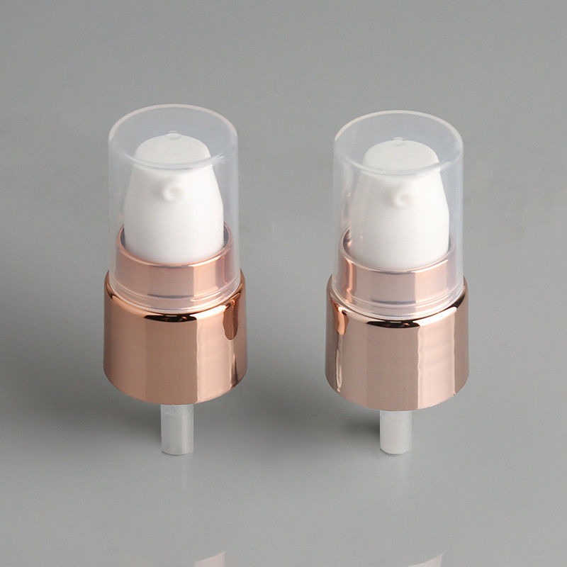 20/410 Plastic Cream Pump Treatment Pump Gold UV with PP Over Cap 20mm Output 0.12cc